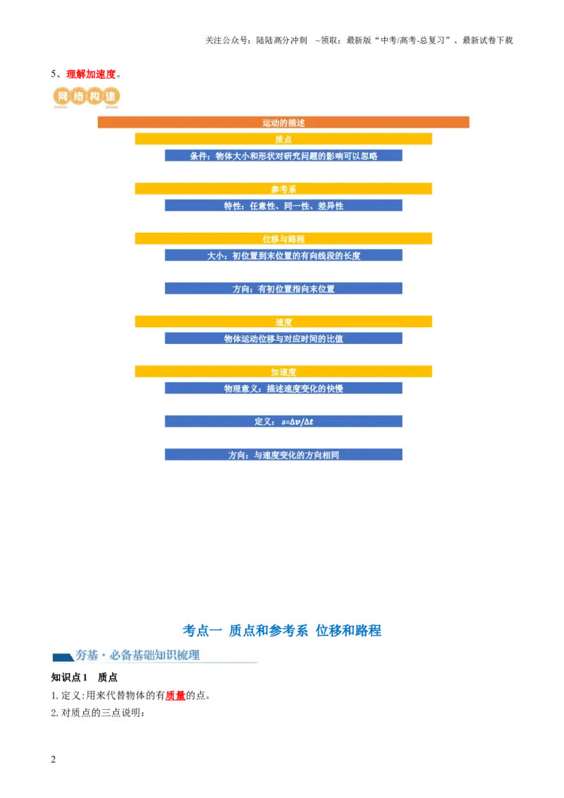 《第01讲运动的描述（讲义）（解析版）_04-物理-高考总复习_一轮复习_2024年_2024年高考物理一轮复习讲练测（讲义+练习+课件）（新高考）_讲义+练习_第01讲++运动的描述（讲义）》第2页预览