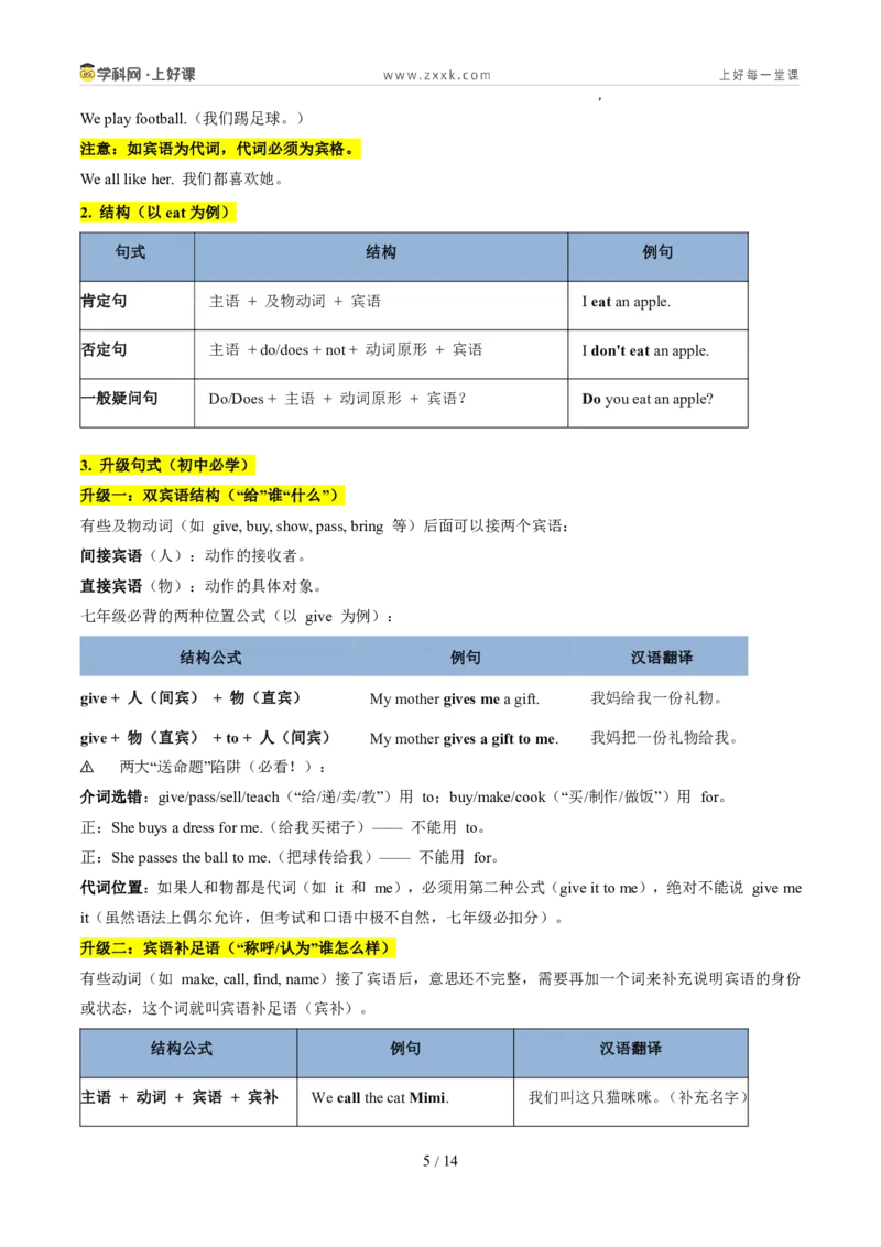 《专题06三大句型结构+Therebe句型（暑假复习讲义）（原卷版）_26秋小学初中各机构教辅大合集（一本、教材帮、阳光同学、王朝霞、实验班、小典中点、上分卷、白欧、课堂笔记等等）》第5页预览