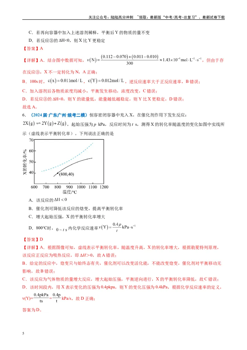《专题06化学反应速率与化学平衡（解析版）_05-化学-高考总复习_专项复习_2025年_2024年高考二模试题分类汇编化学全国通用》第5页预览
