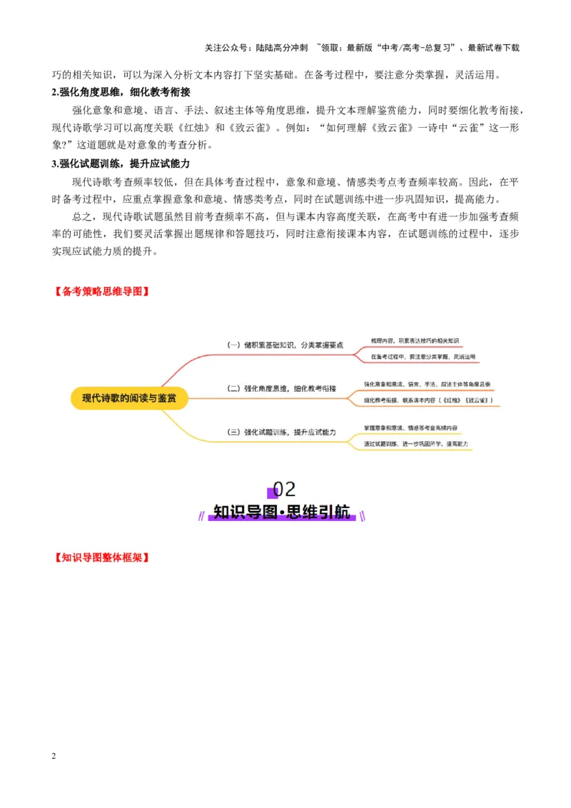 《现代诗歌的阅读与鉴赏（讲义）教师版_一轮复习_2025年_2025年高考语文一轮复习讲义+练习+课件（新教材新高考）_现代诗歌》第2页预览