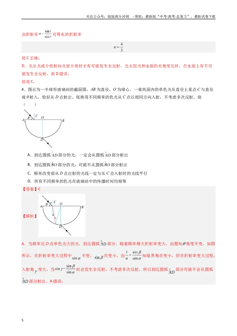 《热点14光学中的常见模型（解析版）_04-物理-高考总复习_专项复习_2024年_2024年高考物理热点重难点知识点讲解重难题型习题训练_资料》第5页预览