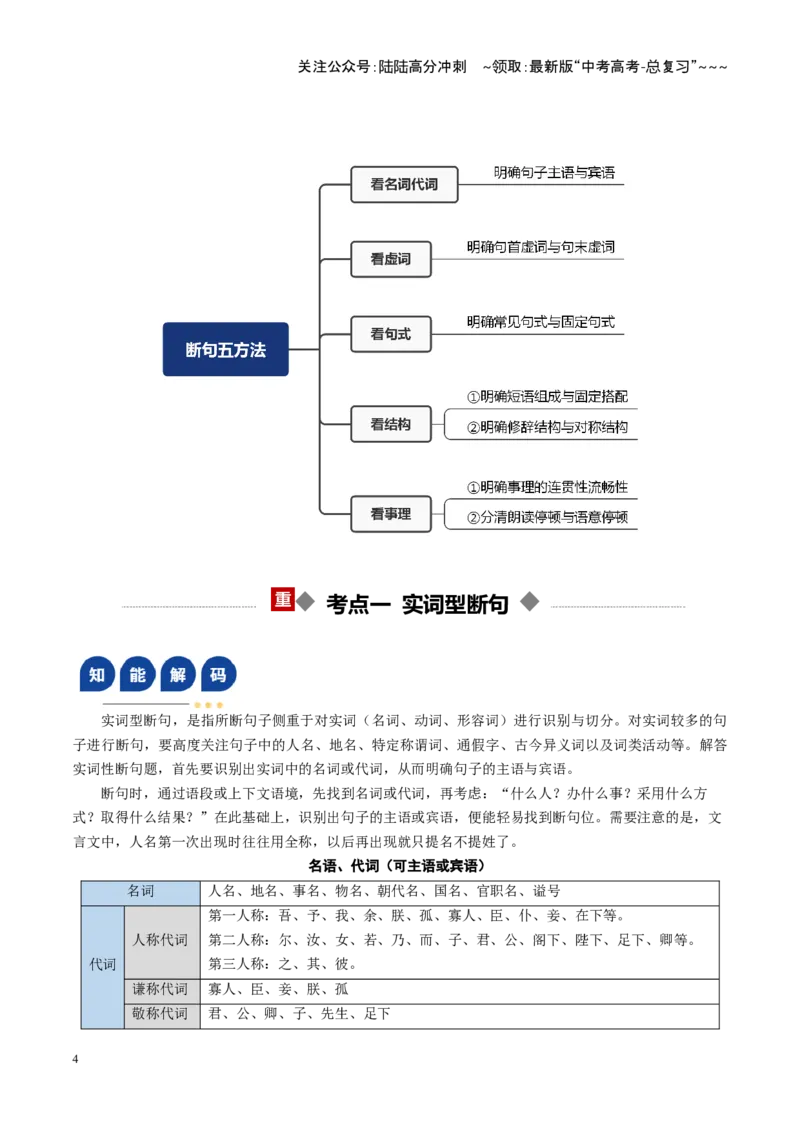 《第04讲文言断句（复习讲义）（全国通用）（学生版）_一轮复习_2026年-语文一轮复习_2026年高考语文一轮复习讲义+练习+课件（新教材新高考）-G55_2026版_专题六文言文阅读》第4页预览