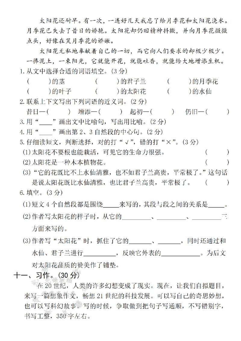 《24年四上语文期末测试卷-奇观-SY_4年级上册同步教辅_4上-语文_四上语文单元＋期中＋期末卷_四上语文期末卷》第4页预览
