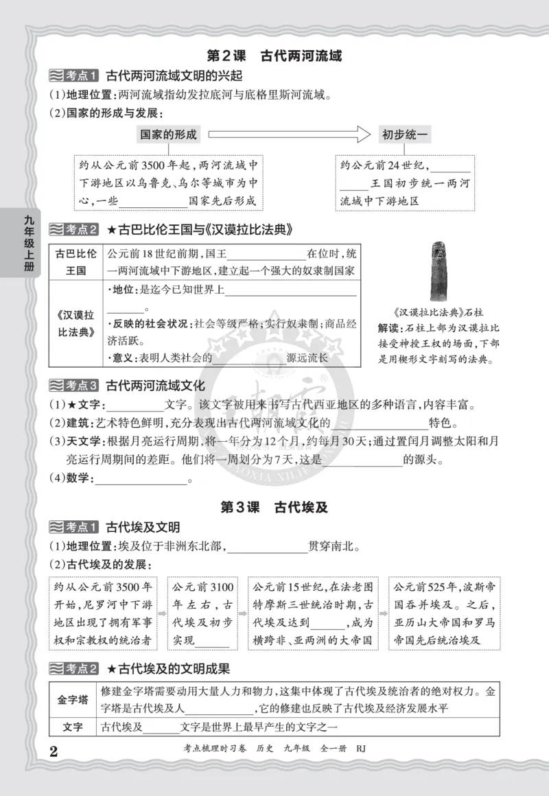《2027历史9年级全一册-考点梳理手册_2027版初中《王朝霞考点梳理手册》9年级上册（历史）》第2页预览