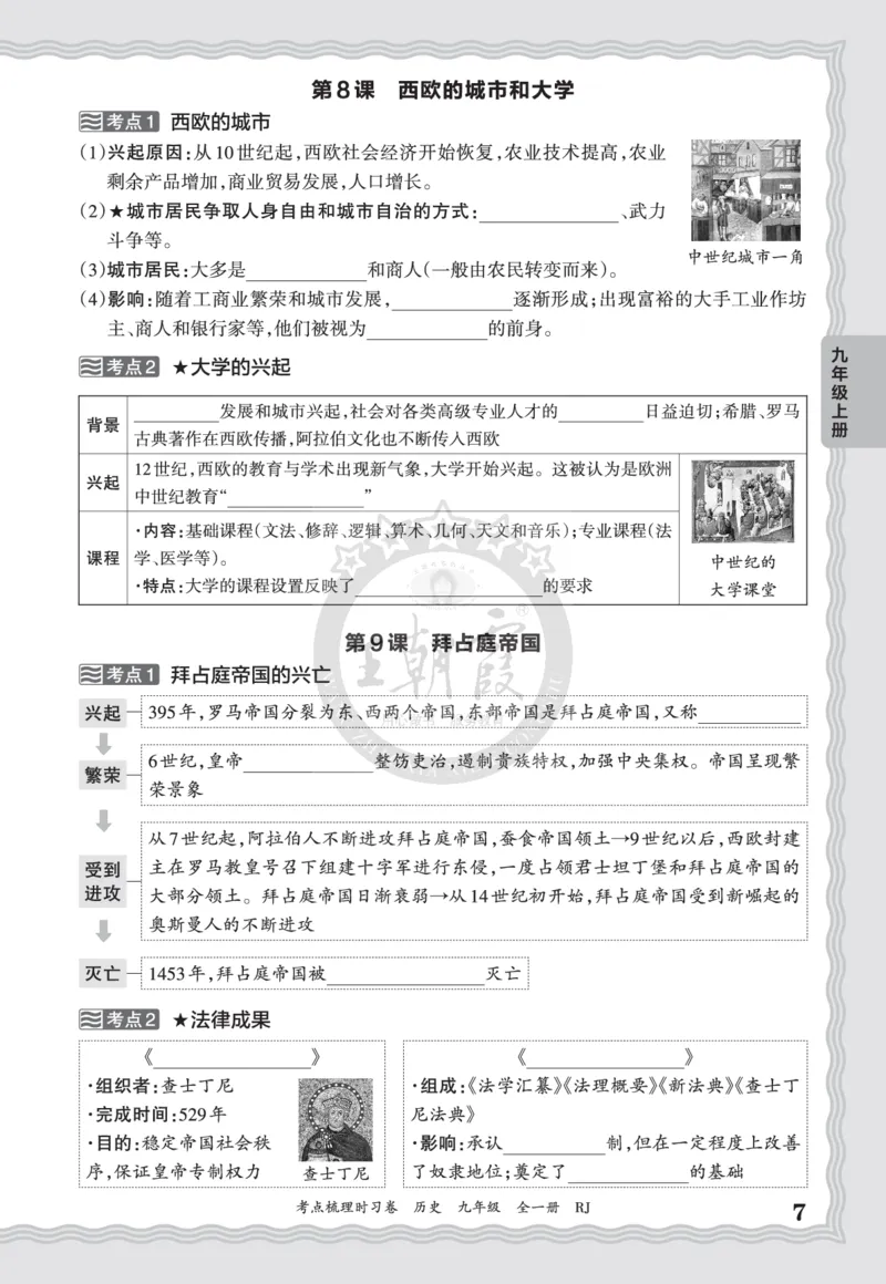 《2027历史9年级全一册-考点梳理手册_2027版初中《王朝霞考点梳理手册》9年级上册（历史）》第7页预览