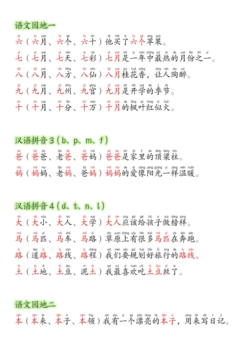《24新版一年级语文上册生字组词造句(2)_1年级上册同步教辅_1上语文_一上语文-生字+字帖》第3页预览