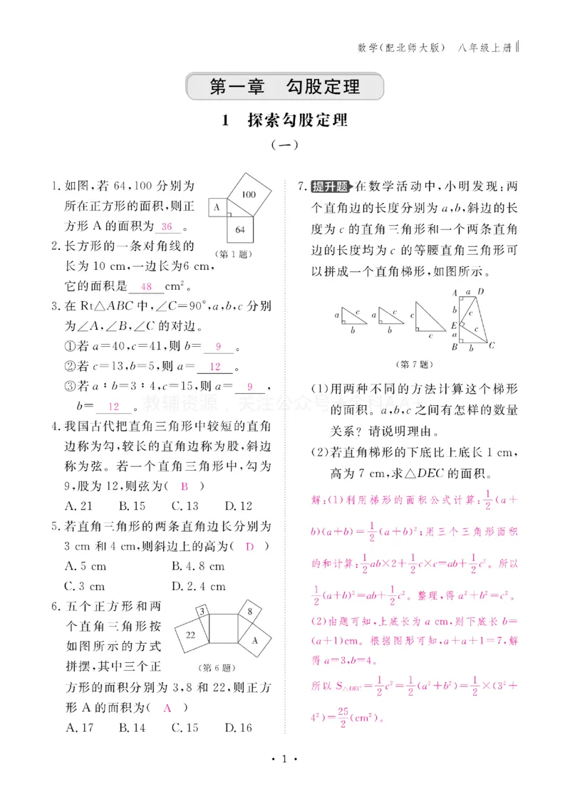 《2027《初中同步智慧作业本》数学8上(BSD)教用_2027版初中《同步智慧作业本》8年级上册（语数外）（人教）》第1页预览