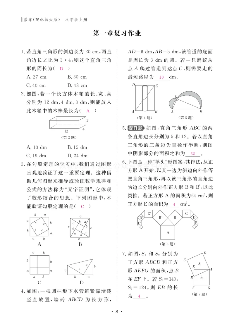 《2027《初中同步智慧作业本》数学8上(BSD)教用_2027版初中《同步智慧作业本》8年级上册（语数外）（人教）》第8页预览