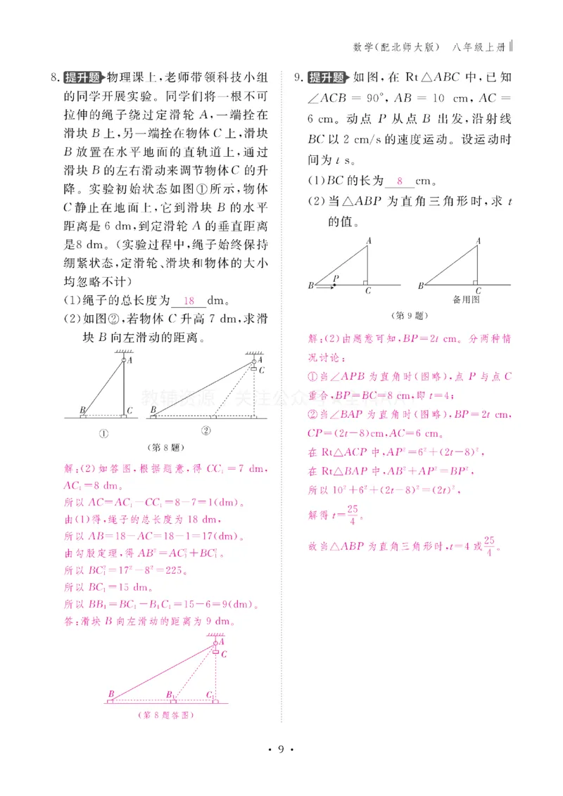 《2027《初中同步智慧作业本》数学8上(BSD)教用_2027版初中《同步智慧作业本》8年级上册（语数外）（人教）》第9页预览