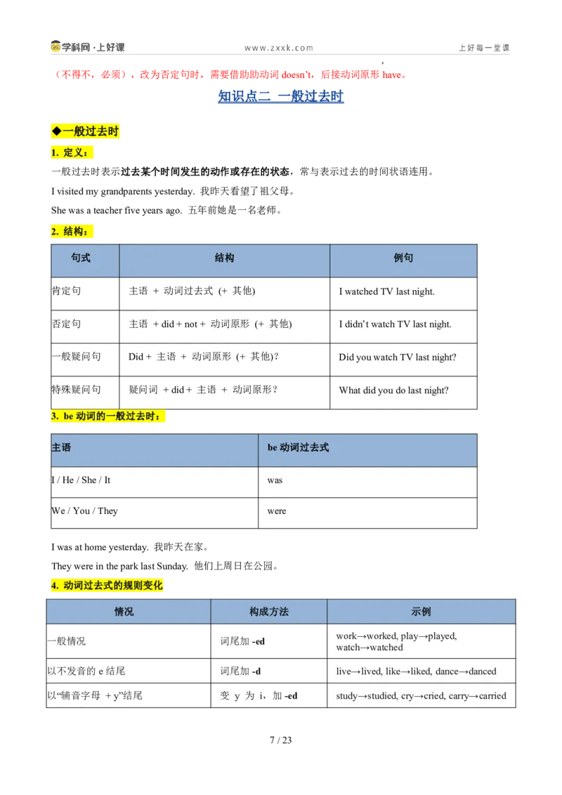 《专题05时态（一般现在、般过去、一般将来，现在进行）（暑假复习讲义）（解析版）_26秋初中教辅资料_26秋初中《暑假预习》_2026秋《暑假自学课》7上英语（外研版）》第7页预览