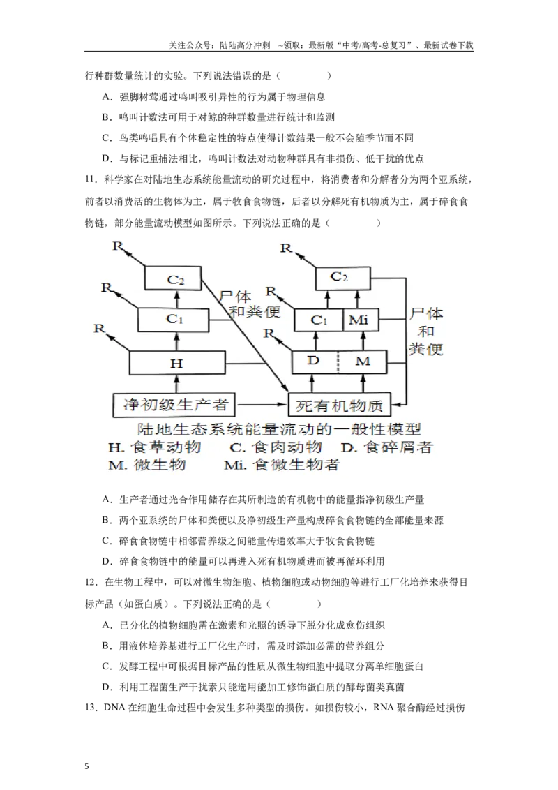 《生物（山东卷01）（考试版）_06-生物-高考总复习_专项复习_2025年_2025年高考押题预测卷（多地区）生物》第5页预览