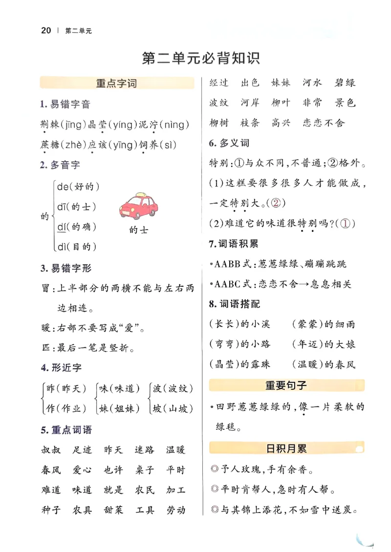 《B20101《单元必背知识清单》2下语文(微信564455174)_2年级下册同步教辅_2下-语文_二下语文-重点必备资料》第2页预览