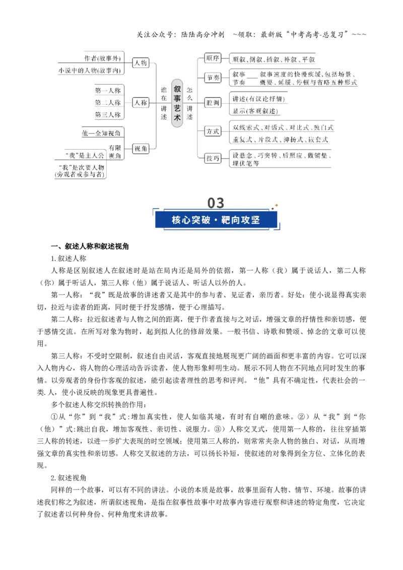 《第04讲赏析叙述技巧（复习讲义）（学生版）_一轮复习_2026年-语文一轮复习_2026年高考语文一轮复习讲义+练习+课件（新教材新高考）-G55_2026版_专题二小说阅读》第3页预览