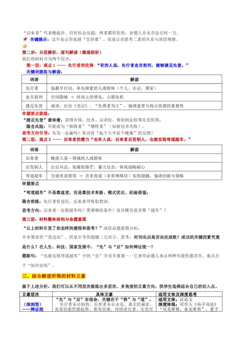 《浙江省名校新高考研究联盟（Z20）名校联盟第一次模拟考“先行者与后来者二元辩证思考”审题立意及范文_专项复习_2026年-语文专项复习_582026年高考语文各地名校模考卷作文导写》第2页预览