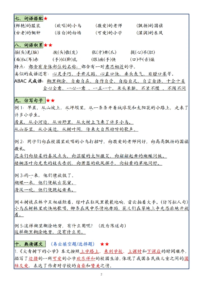 《24年三年级上册语文1-8单元复习考点大总结(1)_3年级上册同步教辅合集_3上-语文_三上语文-核心考点》第2页预览