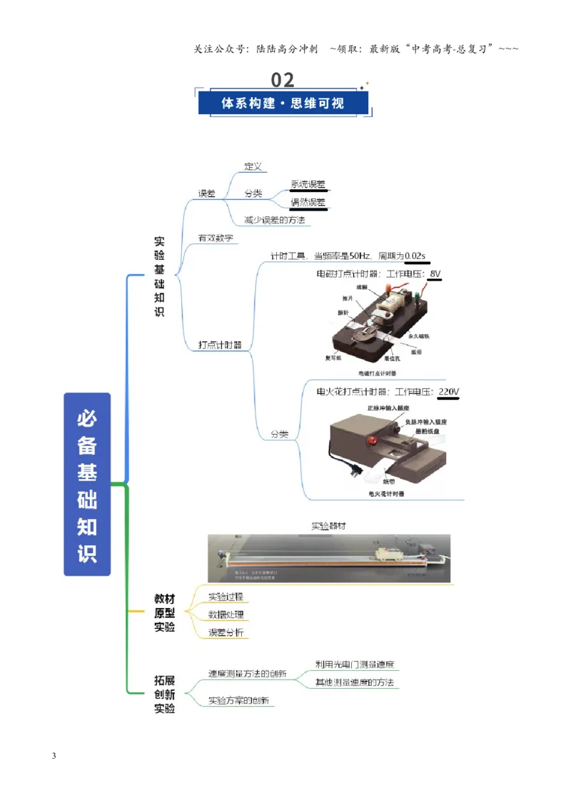 《第04讲实验：探究小车速度随时间变化的规律（复习讲义）（全国通用）（教师版）_04-物理-高考总复习_一轮复习_2026年-物理高考一轮复习_2026版_第一章直线运动》第3页预览