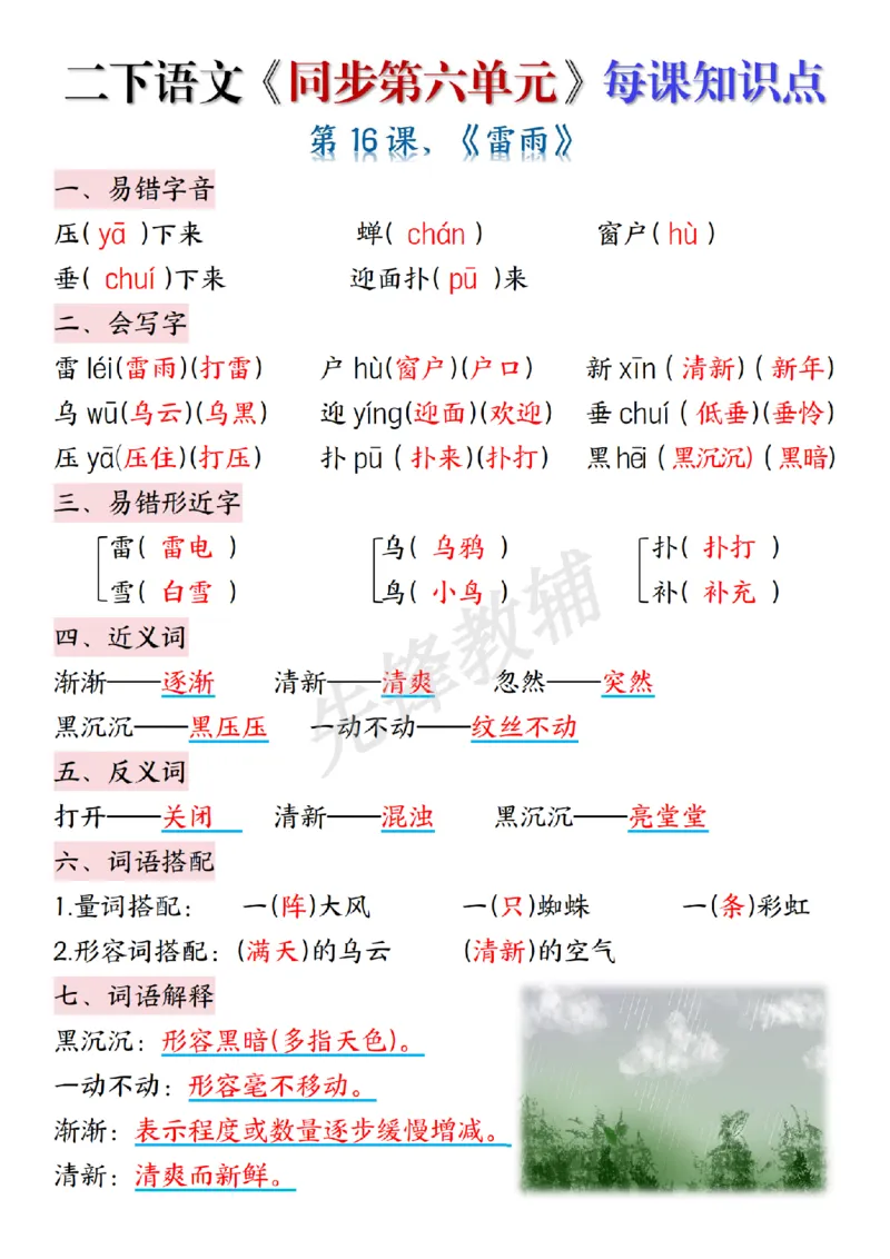 《B20107二年级（下）语文《第六单元》每课知识点清单.(微信564455174)_2年级下册同步教辅_2下-语文_二下语文-重点必备资料》第3页预览