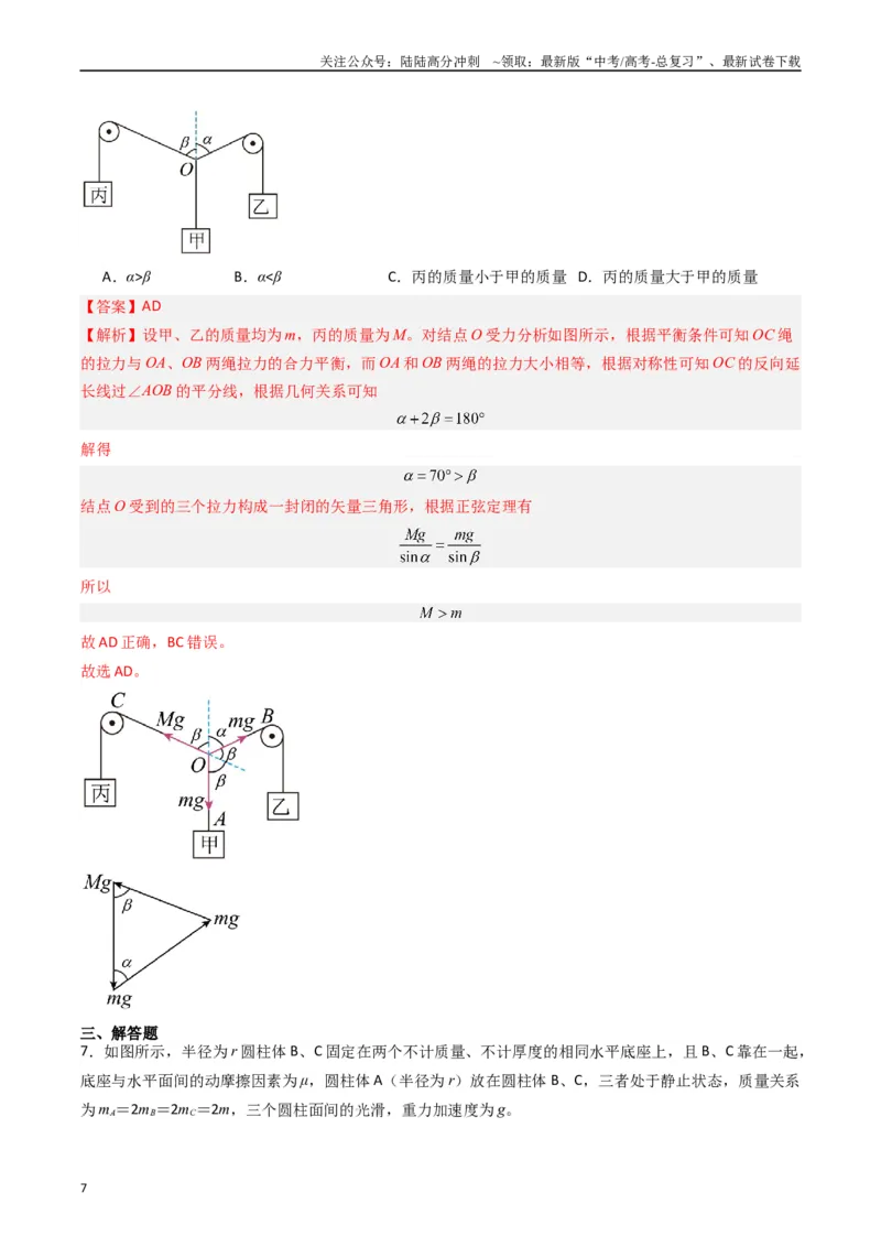 《热点02共点力平衡模型（解析版）_04-物理-高考总复习_专项复习_2024年_2024年高考物理热点重难点知识点讲解重难题型习题训练_资料》第7页预览
