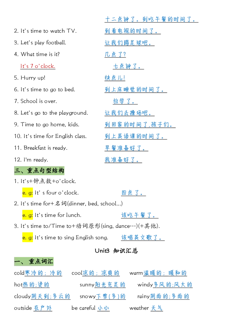《_4年级下册同步教辅_四下英语_四下英语人教pep版资料_四年级（下）英语1-6单元知识汇总-RJ》第3页预览
