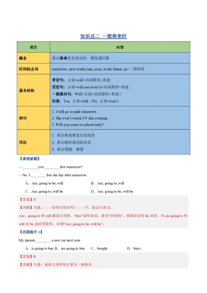 《专题01动词时态（一般过去时和一般将来时）（暑假复习讲义）（解析版）_26秋初中教辅资料_26秋初中《暑假预习》_2026秋《暑假自学课》7上数学（沪教版▪五四制）》第6页预览
