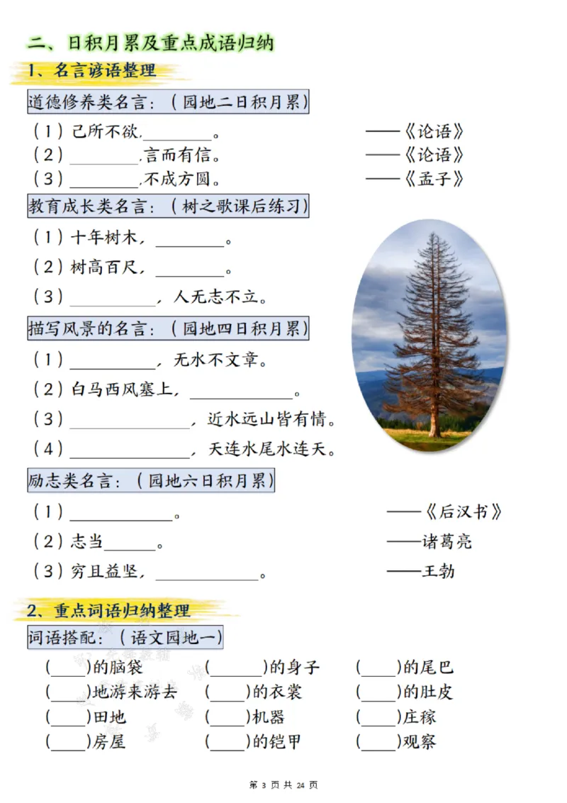 《24年二上语文期末总复习重点知识点归纳整理填空--梅花SY(1)_2年级上册同步教辅_2上-语文_二上语文-重点必背资料》第3页预览