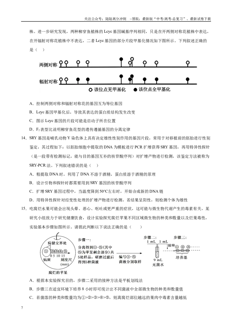 《生物（安徽卷01）（考试版）_06-生物-高考总复习_专项复习_2025年_2025年高考押题预测卷（多地区）生物》第7页预览