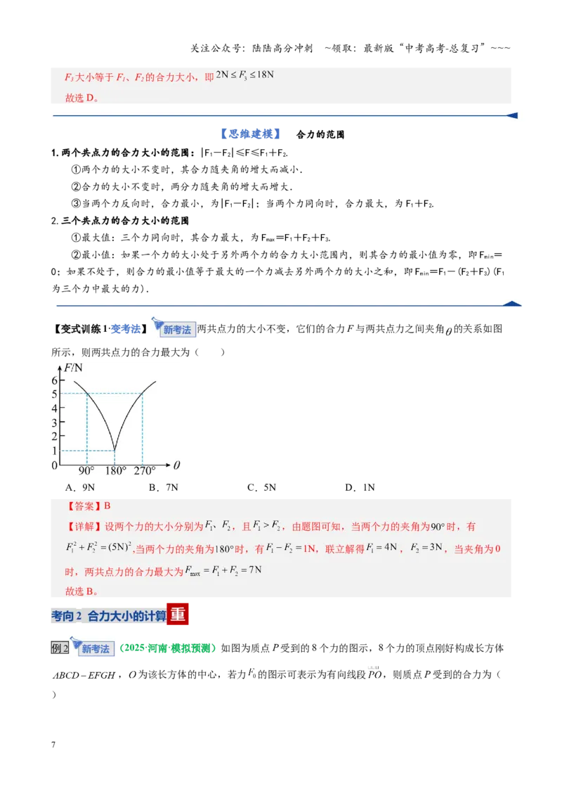 《第06讲力的合成与分解（复习讲义）（全国通用）（教师版）_04-物理-高考总复习_一轮复习_2026年-物理高考一轮复习_2026年高考物理一轮复习讲义+练习+课件（新教材新高考）-G55_2026版》第7页预览
