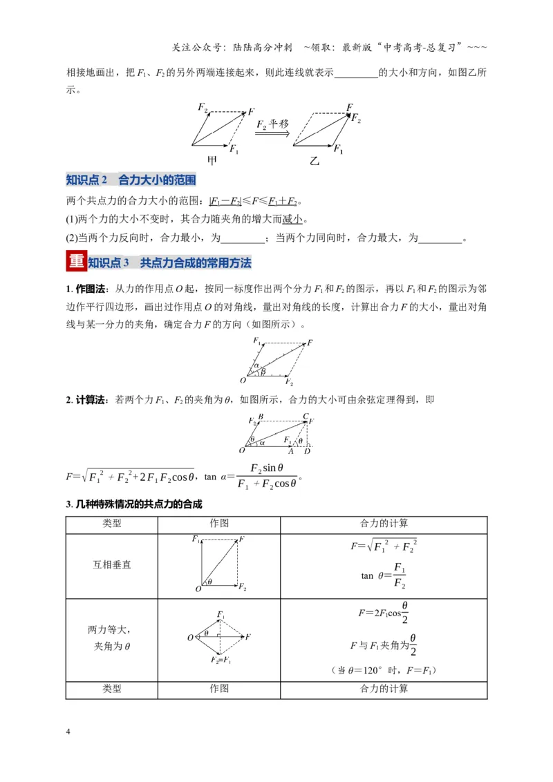 《第06讲力的合成与分解（复习讲义）（四川专用）（学生版）_04-物理-高考总复习_一轮复习_2026年-物理高考一轮复习_2026年高考物理一轮课件+讲义+练习（四川专用）-G335》第4页预览
