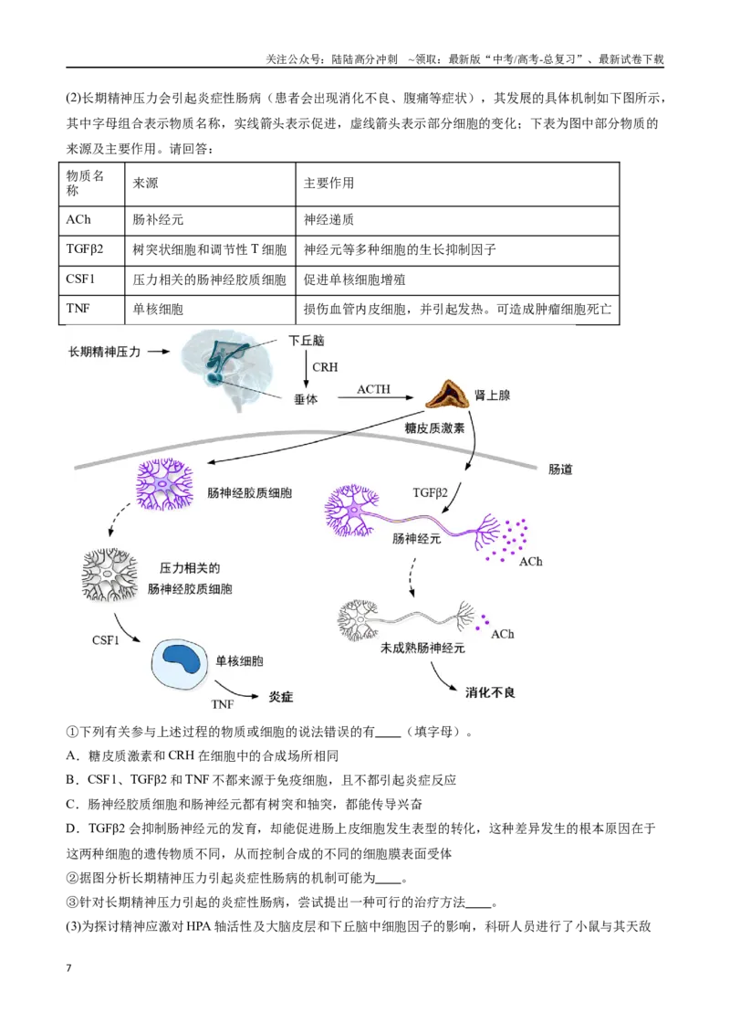 《专题02生命活动的调节（江苏卷）（解析版）_06-生物-高考总复习_专项复习_2024年_2024年高考生物考前大题秒杀技巧及专项训练_资料》第7页预览