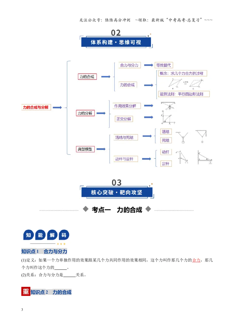 《第06讲力的合成与分解（复习讲义）（湖南专用）（学生版）_04-物理-高考总复习_一轮复习_2026年-物理高考一轮复习_2026年高考物理一轮课件+讲义+练习（湖南专用）-G331》第3页预览
