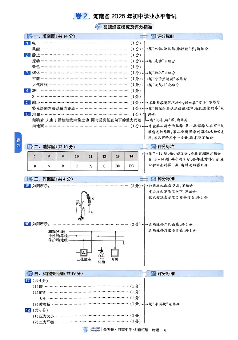 《2027《天星•中考45套卷红皮》物理(河南)参考答案_2027版中考《金考卷中考45套汇编》（物理）（河南版）》第9页预览