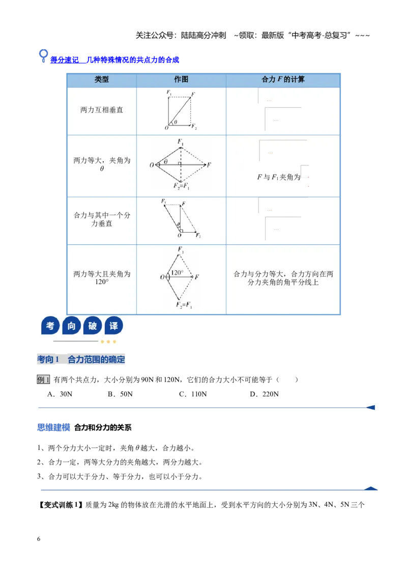 《第06讲力的合成与分解（复习讲义）（黑吉辽蒙专用）（学生版）_04-物理-高考总复习_一轮复习_2026年-物理高考一轮复习_2026年高考物理一轮课件+讲义+练习（黑吉辽蒙专用）-G330》第6页预览
