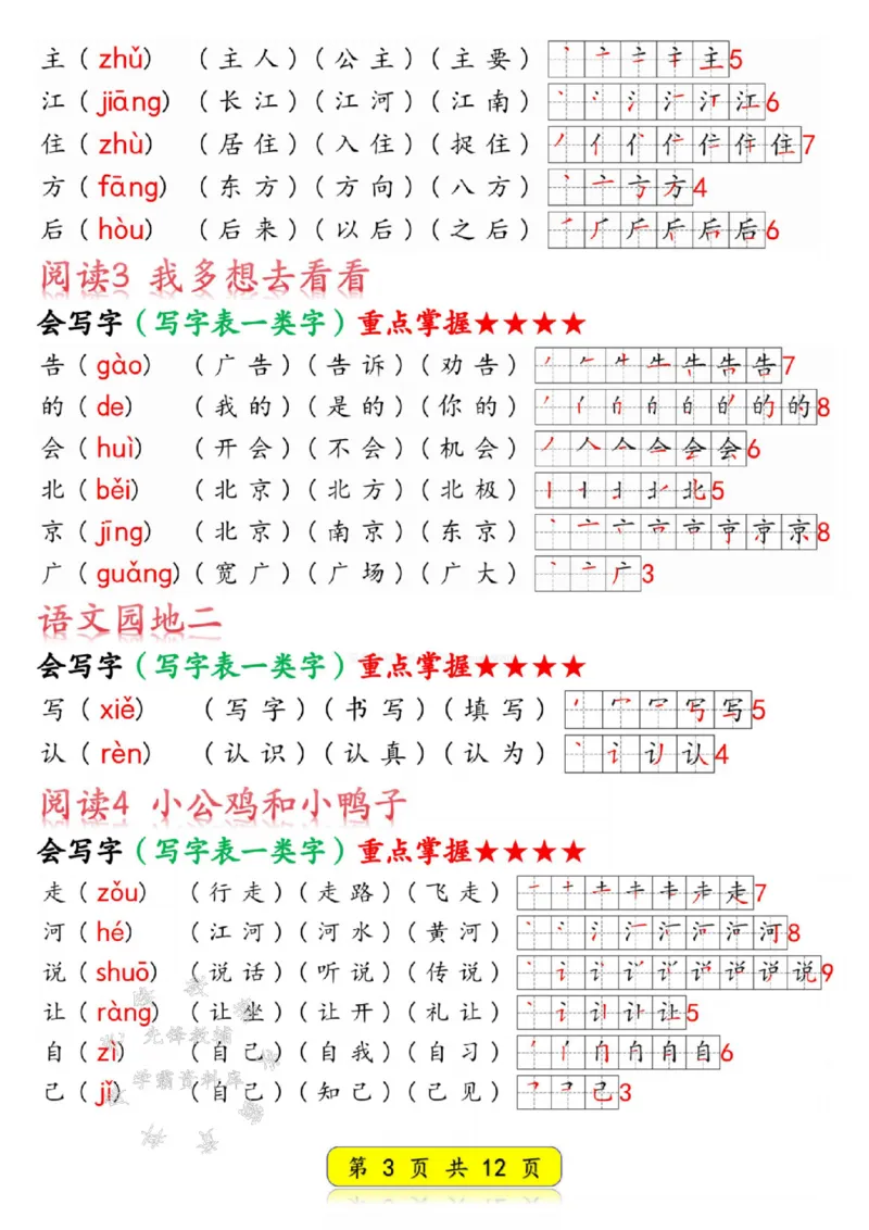 《25春新版一年级语文下册写字表生字SY(1)_1年级下册同步教辅_1下-语文_一下语文-生字+字帖》第3页预览