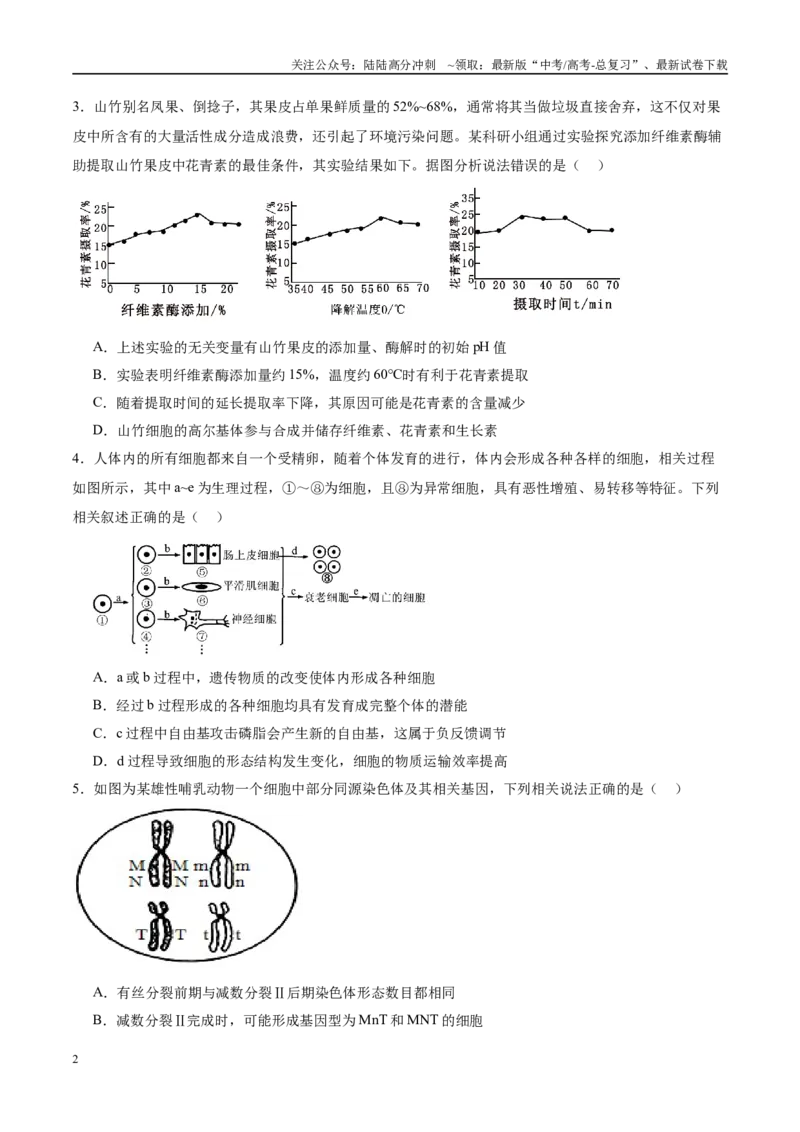 《模拟卷05（安徽专用）（考试版）_06-生物-高考总复习_专项复习_2025年_2025年高考生物模拟卷（安徽专用）8套》第2页预览