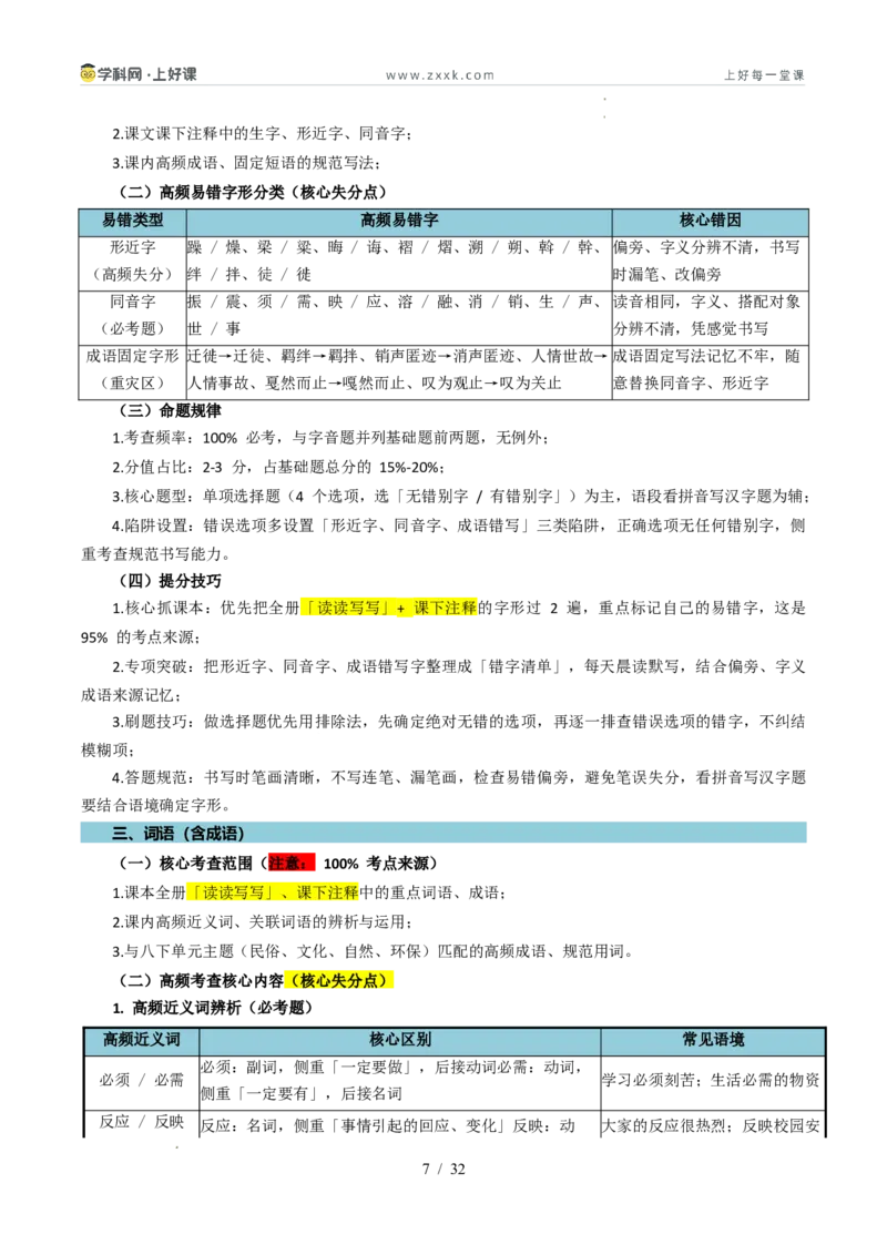《专题01语言基础知识（暑假复习讲义）（解析版）_26秋小学初中各机构教辅大合集（一本、教材帮、阳光同学、王朝霞、实验班、小典中点、上分卷、白欧、课堂笔记等等）_暑假复习讲义》第7页预览