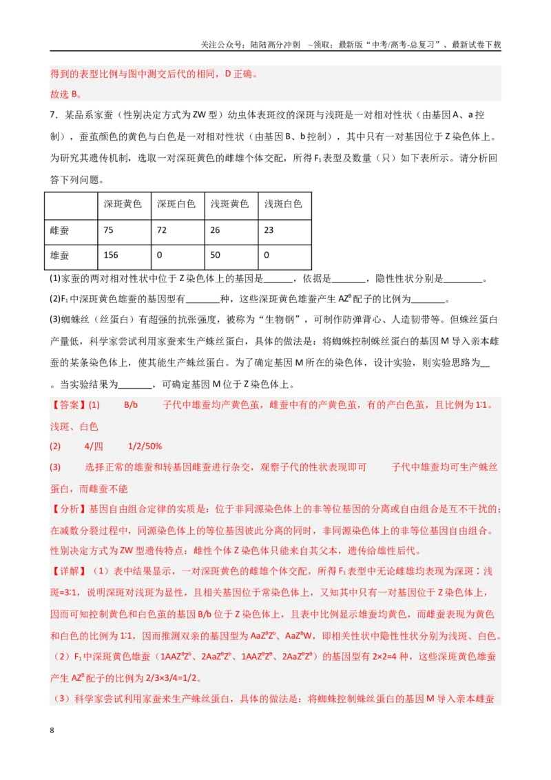 《猜押04遗传的基本定律（教师版）_06-生物-高考总复习_专项复习_2025年_2025年高考生物抢分秘籍（新高考专用）_2025版》第8页预览