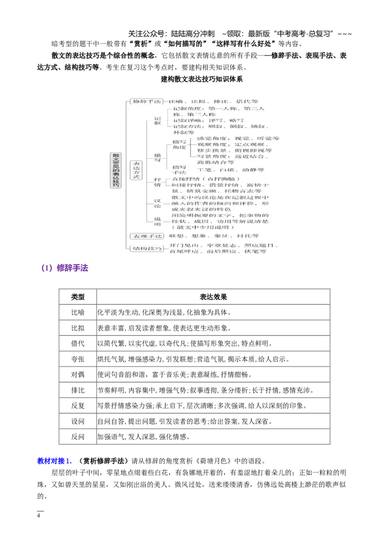 《第05讲鉴赏散文的艺术特色（表达技巧语言艺术）（讲义学生版）_一轮复习_2026年-语文一轮复习_2026年高考语文一轮复习精讲课堂（全国通用）-G385_资料》第4页预览