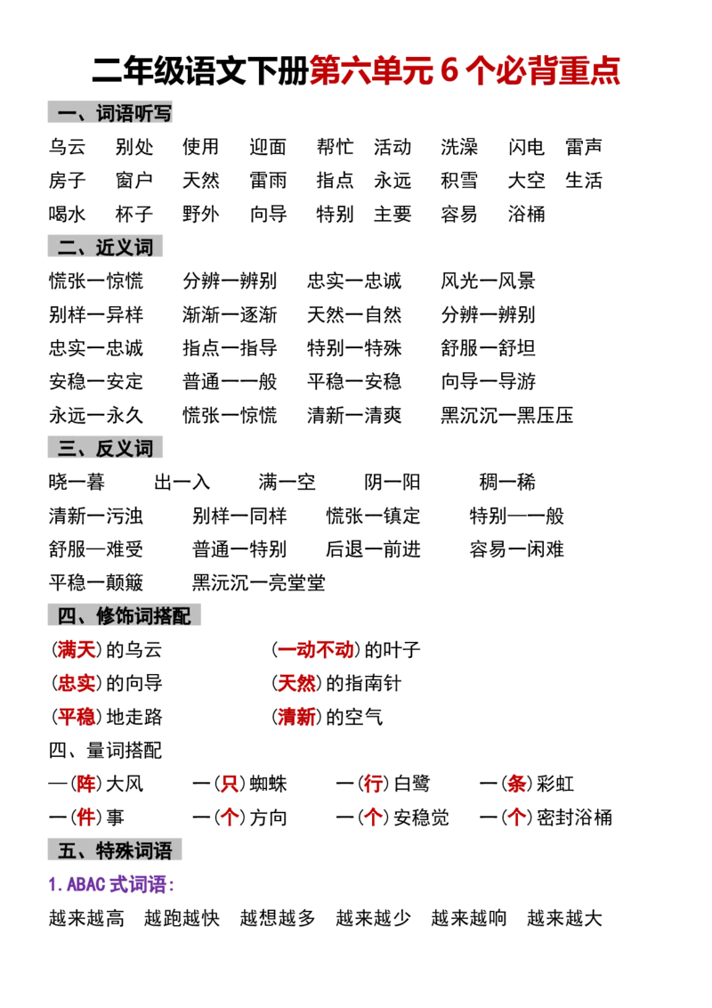 《B20146二年级语文下册第六单元6个必背重点(微信564455174)_2年级下册同步教辅_2下-语文_二下语文-重点必备资料》第1页预览