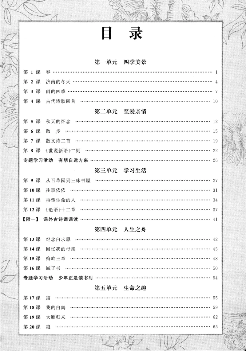 《2027《语文花开•同步练习》课时训练_2027版初中《语文花开五合一同步全套》7年级上册（语文）》第4页预览