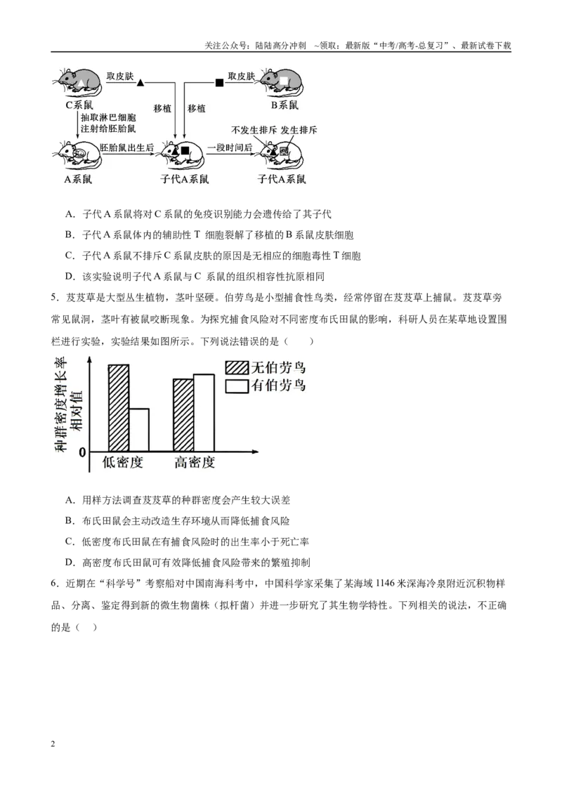 《模拟卷07（考试版）_06-生物-高考总复习_专项复习_2025年_2025年高考生物模拟卷（新疆、西藏专用）8套》第2页预览
