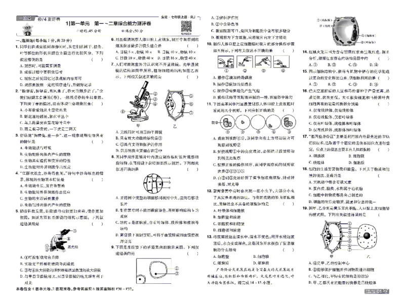 《26秋初中一遍过七上生物人教试卷_26秋小学初中各机构教辅大合集（一本、教材帮、阳光同学、王朝霞、实验班、小典中点、上分卷、白欧、课堂笔记等等）_26秋初中教辅资料》第1页预览