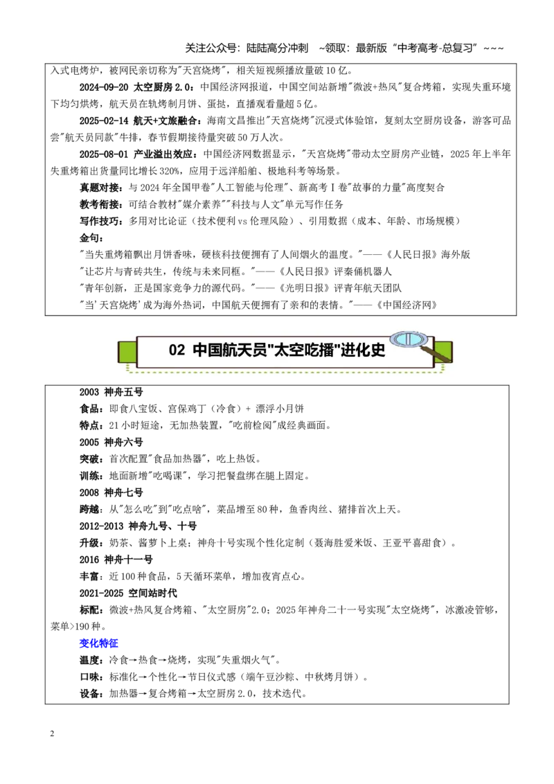 《热点话题56：“天宫烧烤”见证中国航天加速度科技温度里的中国加速度_专项复习_2026年-语文专项复习_2026年高考语文作文热点素材积累运用（时代人物+时评精选+作文赏析）-G96_资料》第2页预览