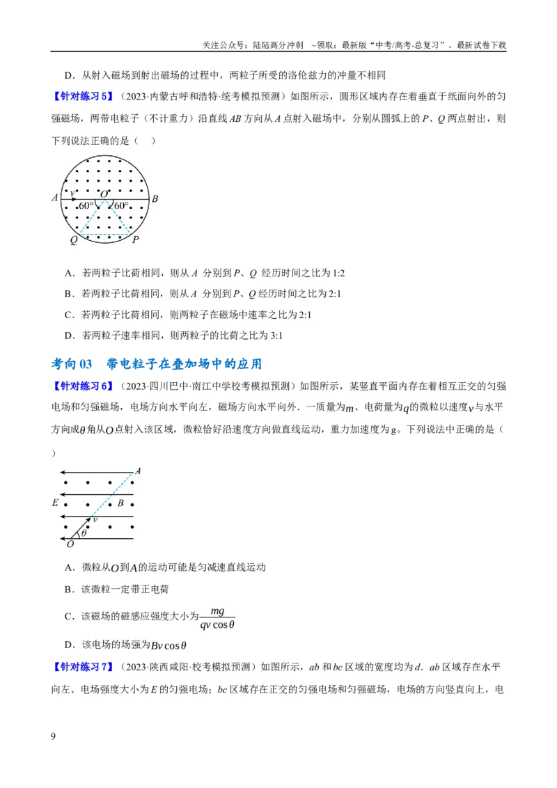 《专题09带电粒子在电磁场中的运动（讲义）（原卷版）_04-物理-高考总复习_二轮复习_2024年_2024年高考物理二轮复习高频考点追踪与预测（新高考专用）_讲义》第9页预览