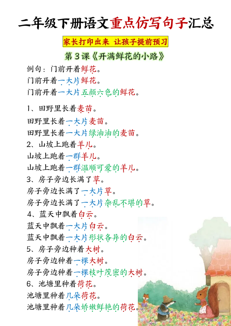 《B2040318单元重点仿写句子二下语文（超全）_2年级下册同步教辅_2下-语文_二下语文-句子仿写》第2页预览