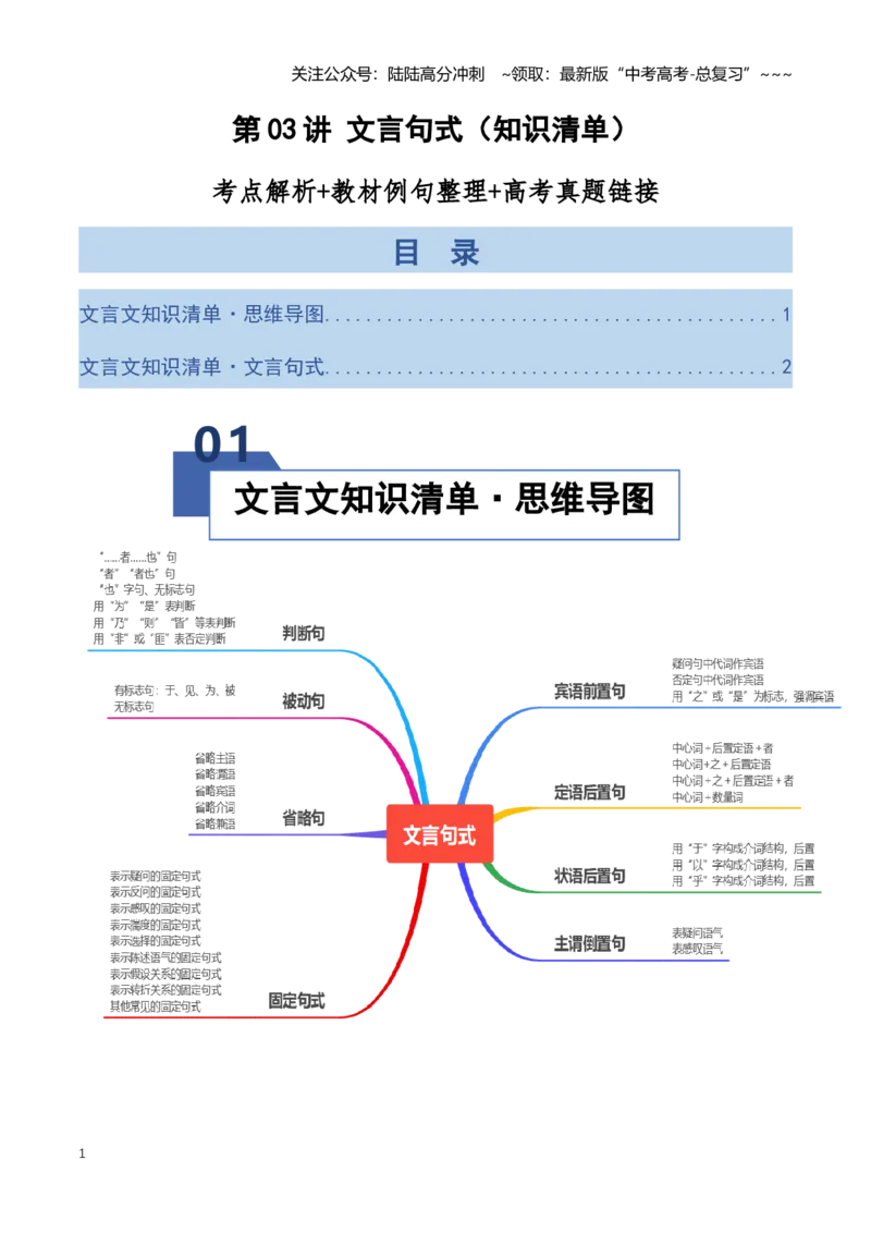 《第03讲文言句式（知识清单）（全国通用）教师版_一轮复习_2026年-语文一轮复习_2026年高考语文一轮复习知识清单（全国通用）-G56_2026版》第1页预览