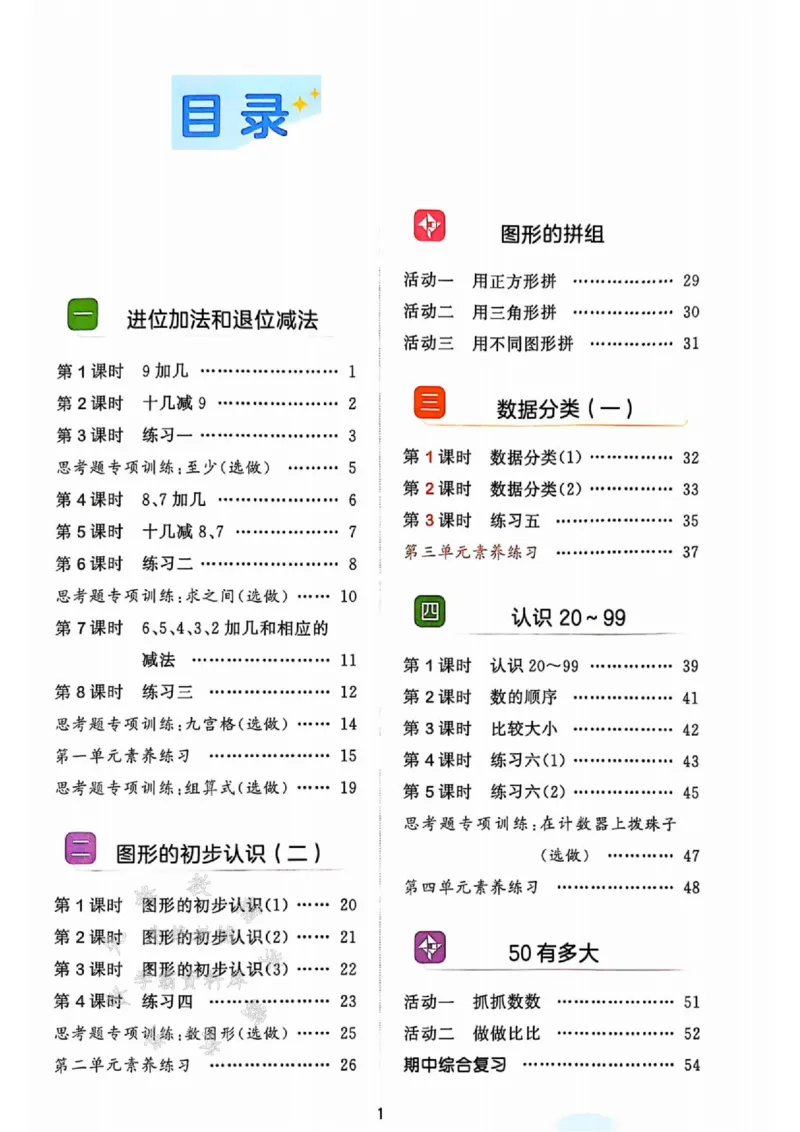 《25春苏新版一下数学课时天天练SY_1年级下册同步教辅_1下-数学_一下数学-专项练习题_一下数学《苏教版》课时练》第1页预览