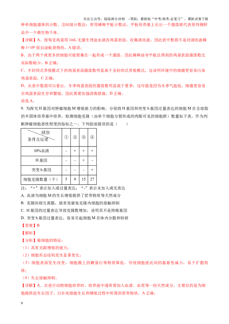 《生物（九省联考真题完全解读，黑龙江、吉林）-2024年1月“九省联考”真题完全解读与考后提升_06-生物-高考总复习_专项复习_2024年_2024高考生物1月九省联考猜想卷真题汇编完全解读》第9页预览