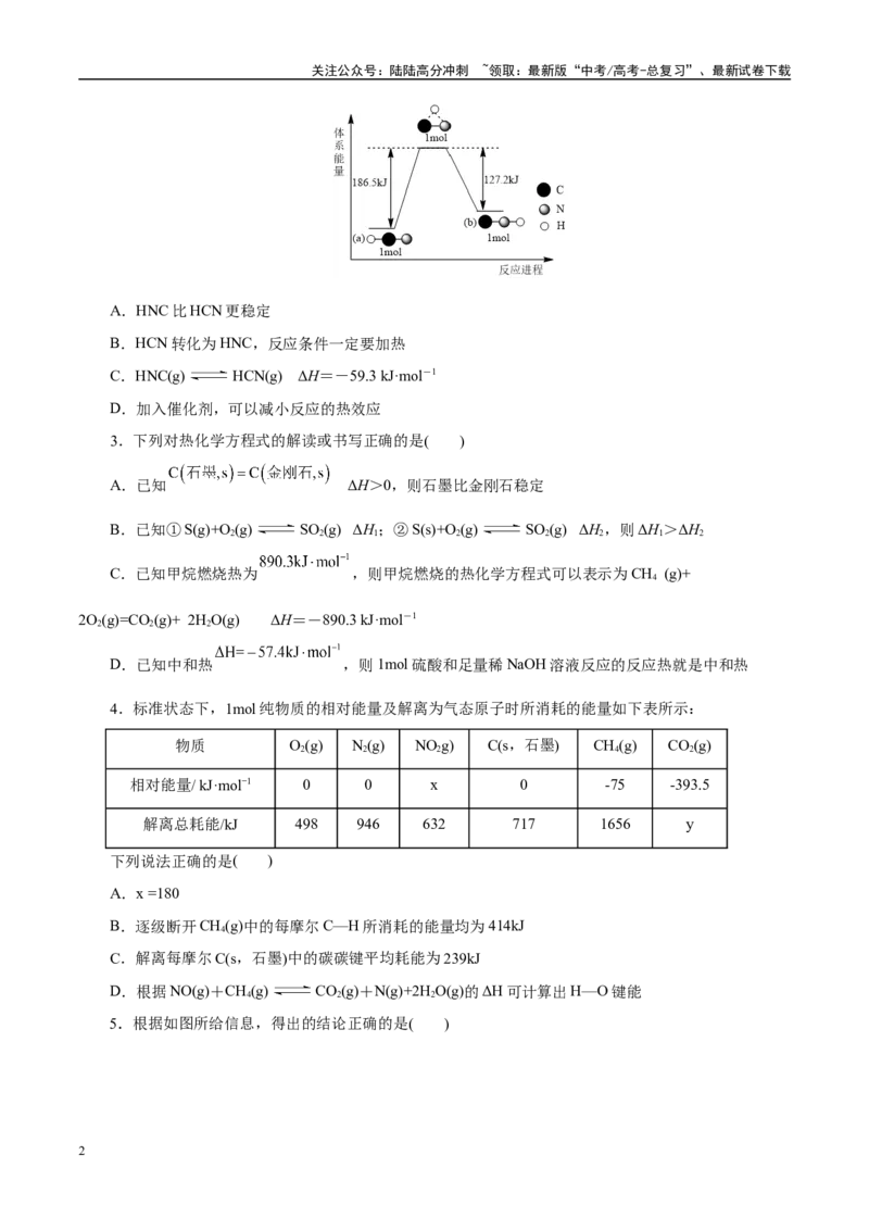 《专题06化学反应与能量（练习）（学生版）_05-化学-高考总复习_二轮复习_2025年_2025年高考化学二轮复习课件+讲义+练习（新高考通用）》第2页预览