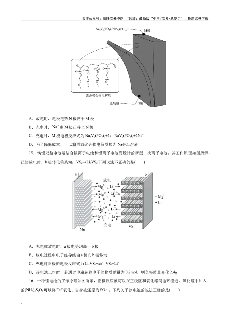 《专题06化学反应与能量（练习）（学生版）_05-化学-高考总复习_二轮复习_2025年_2025年高考化学二轮复习课件+讲义+练习（新高考通用）》第7页预览