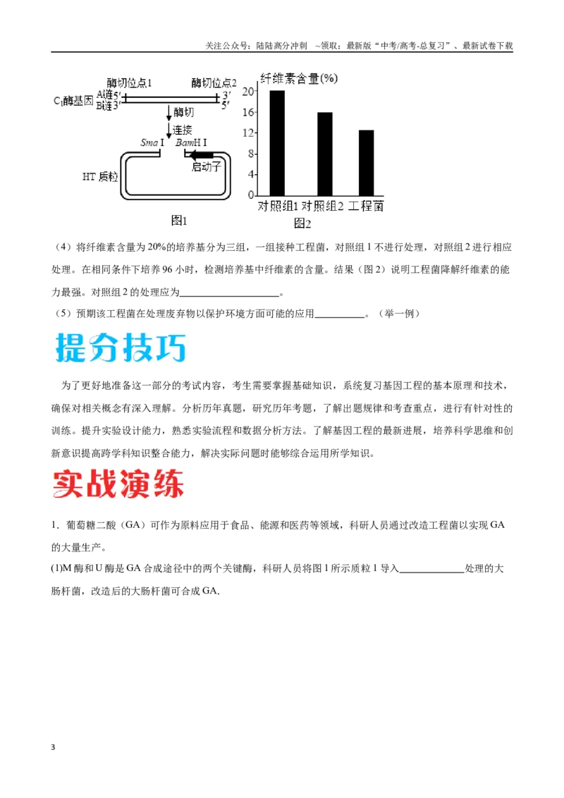 《专题05基因工程（北京卷）（原卷版）_06-生物-高考总复习_专项复习_2024年_2024年高考生物考前大题秒杀技巧及专项训练_资料》第3页预览
